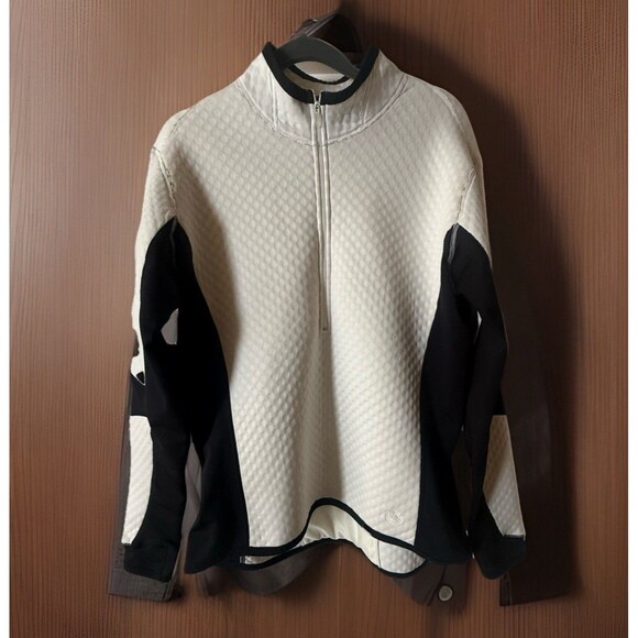 Nike Sphere Thermal 1/4 Zip Pullover Jacket Cream Black Womens Large Fitted - Picture 1 of 15